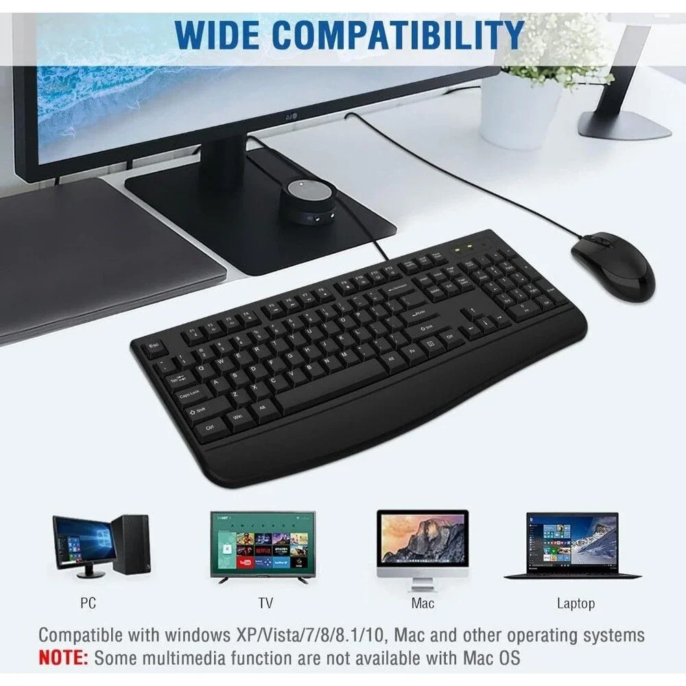 Wired Keyboard and Mouse Combo,Windows, Mac OS Desktop/Laptop/PC